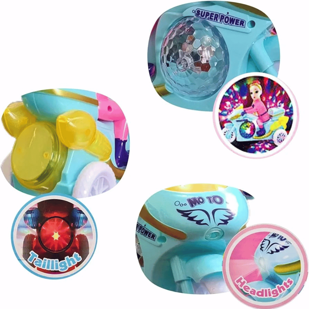 Princess Motorbike Toy With Lights Music And Dolls For Girls Kids (Random Color)