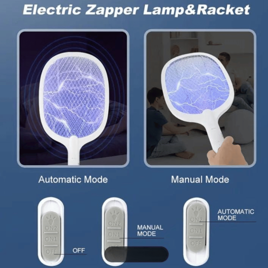 Rechargeable Mosquito Racket With Stand (Random Color)