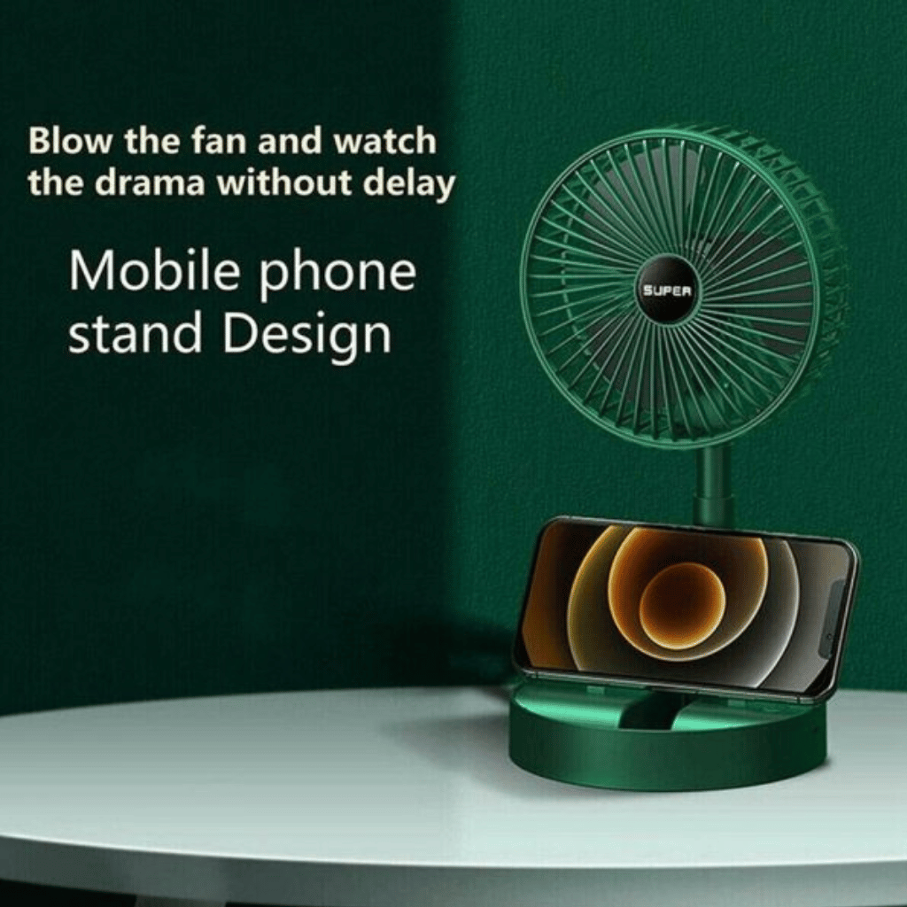 Rechargeable Portable Telescopic Folding Table Fan (Random Color)