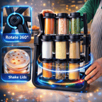 18 Empty Jar Spice Rack – Revolving Kitchen Organizer