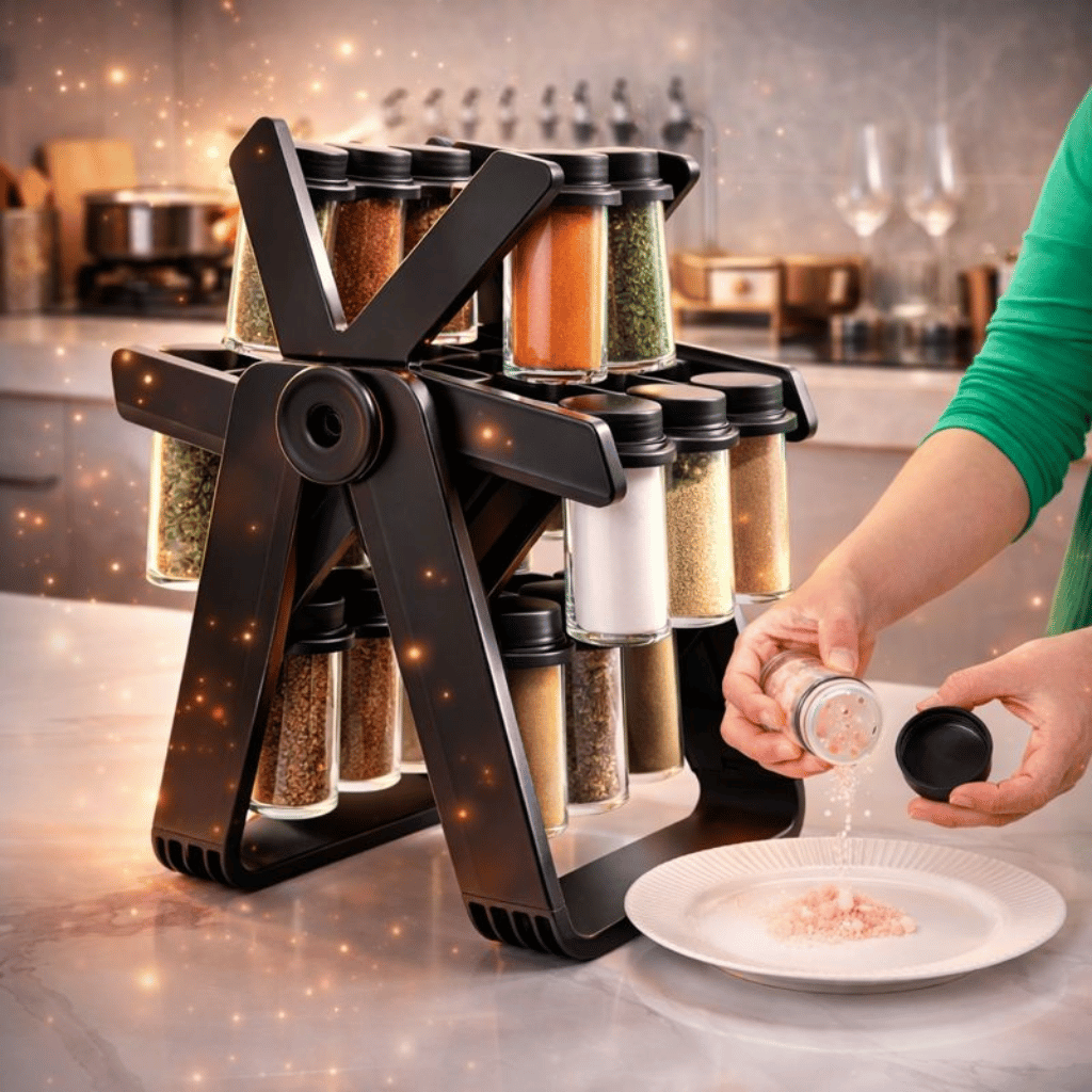 18 Empty Jar Spice Rack – Revolving Kitchen Organizer