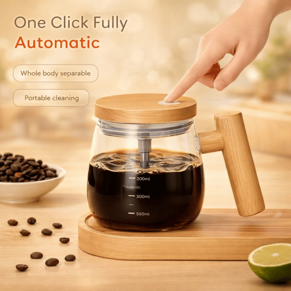 Self Stirring Coffee Mug, Glass Electric High Speed Mixing Cup