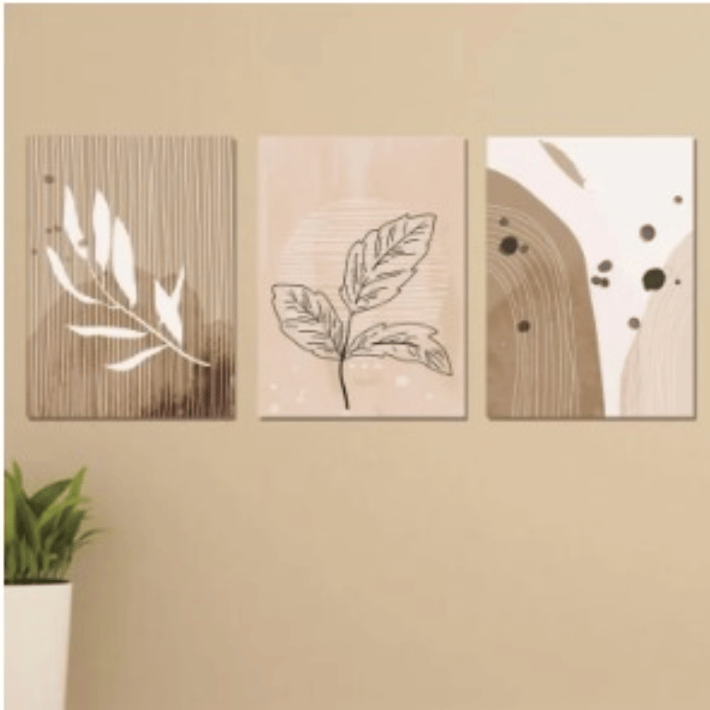 Set Of 3 Art Wooden Frames For Wall Decoration / Sticky Photo Tile