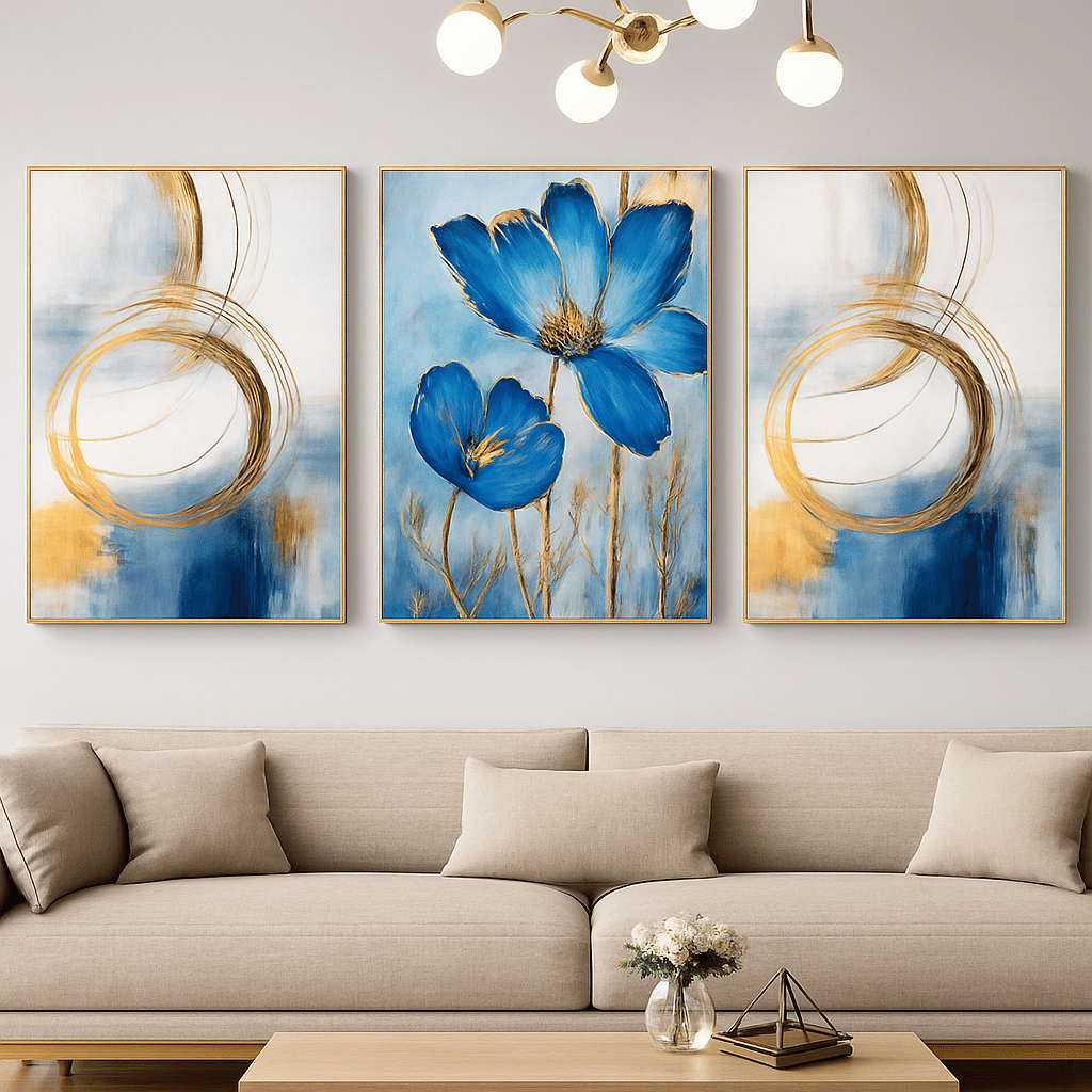 Set Of 3 Sticky Wooden Canvas Frames For Wall Decore Aesthatic Art / Sticky Phototiles For Room