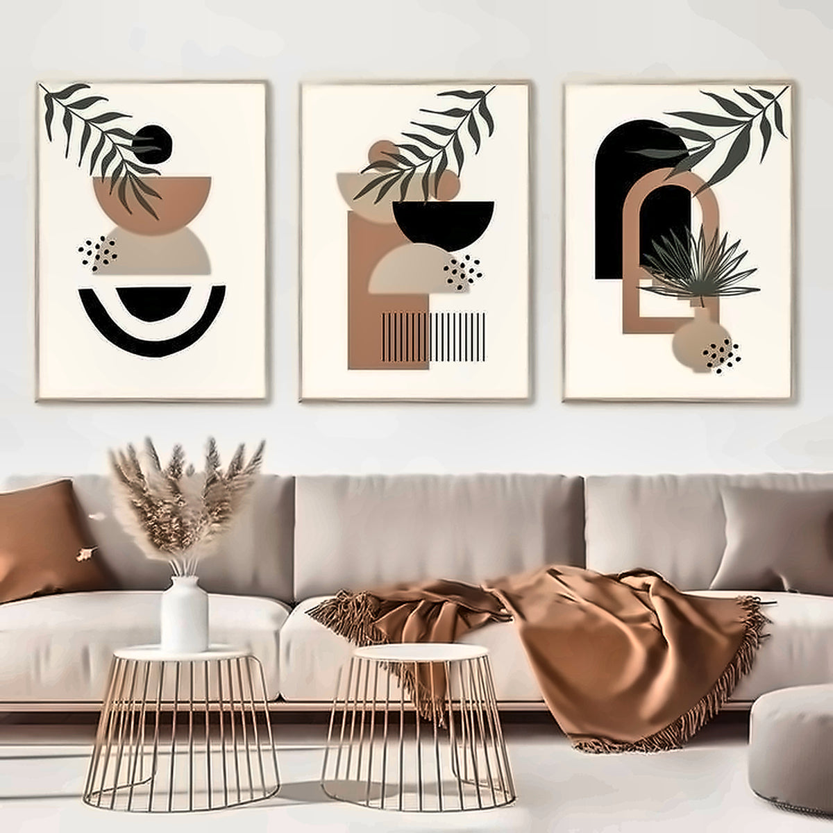 Set of 3 Abstract Art Paintings Wall Frames – 8x11"