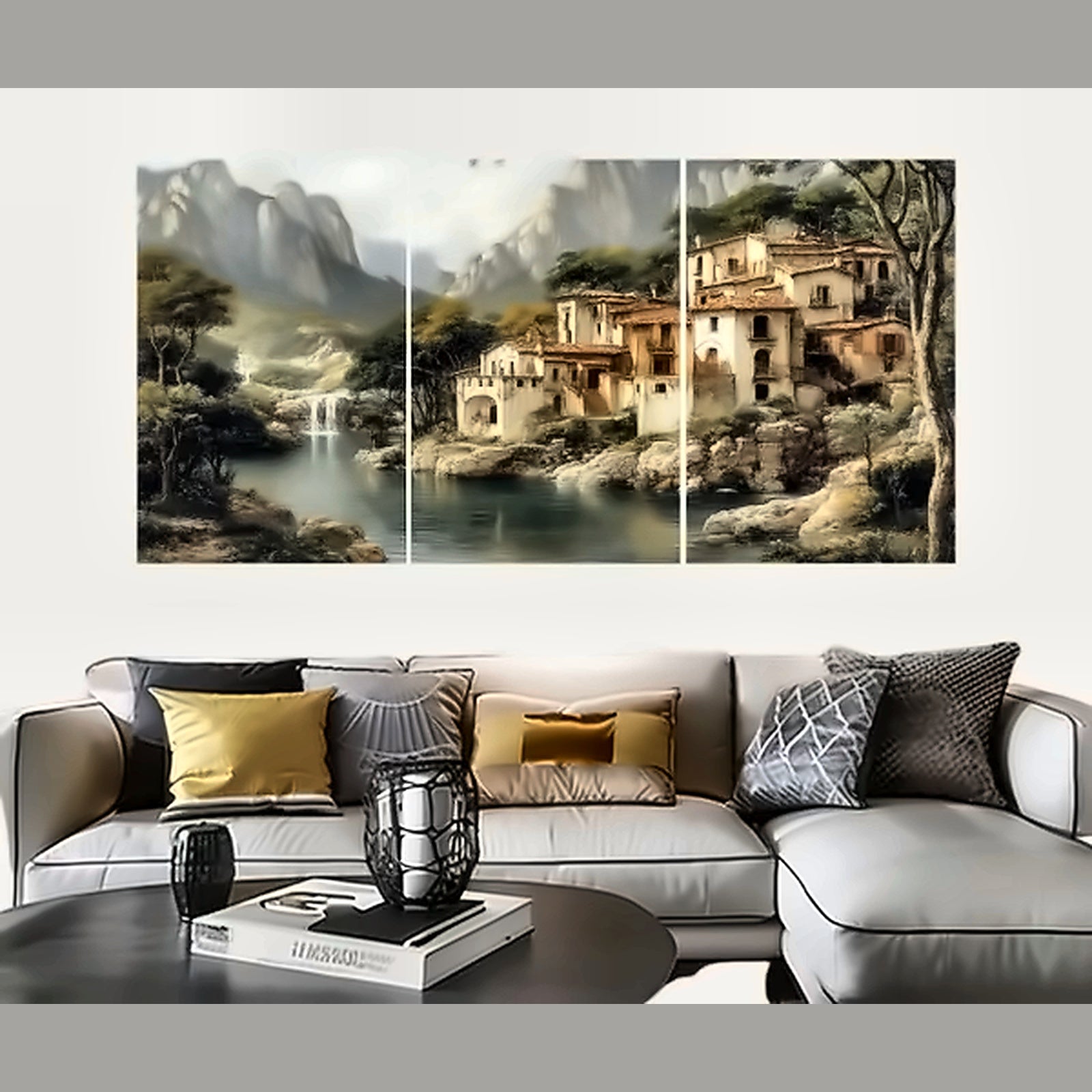 Set of 3 Landscape Wall Art Frames – 8x11" Wood with Adhesive Backing