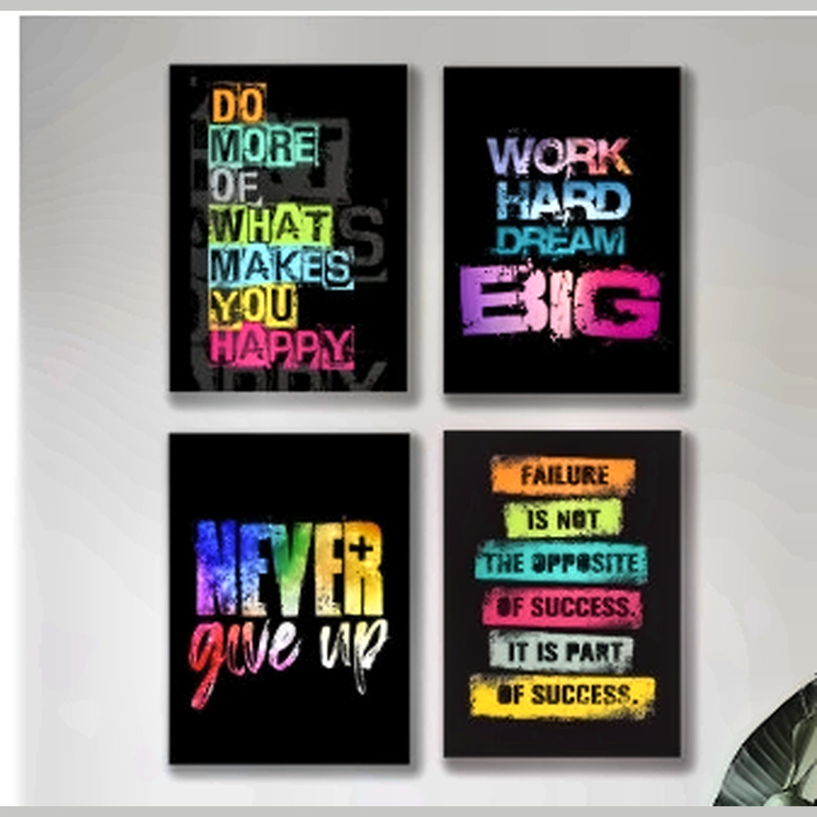 Set of 4 Motivational Wall Art Wooden Phototile Frames for Wall Decor