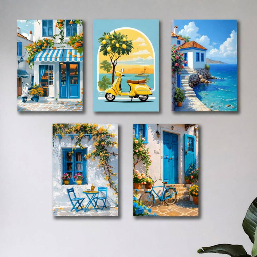 Set of 5 Italian Vintage Home Wall Art Frames – 8x11"