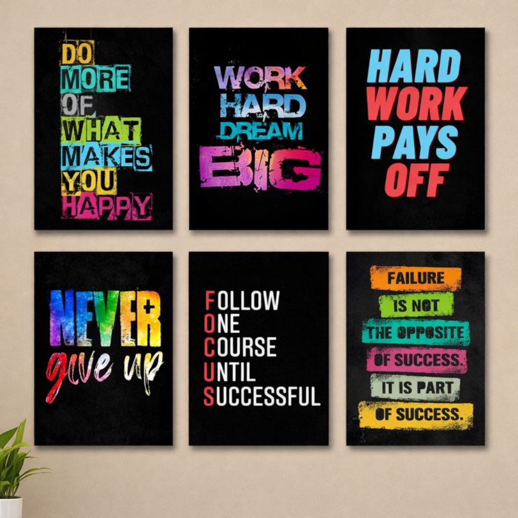 Set of 6 Motivational Office Wall Decor Frames– 8x11"