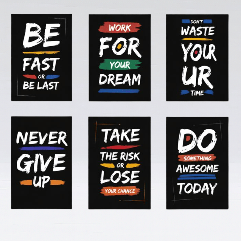 Set of 6 Motivational Wall Art Wooden Phototile Frames for Wall Decor