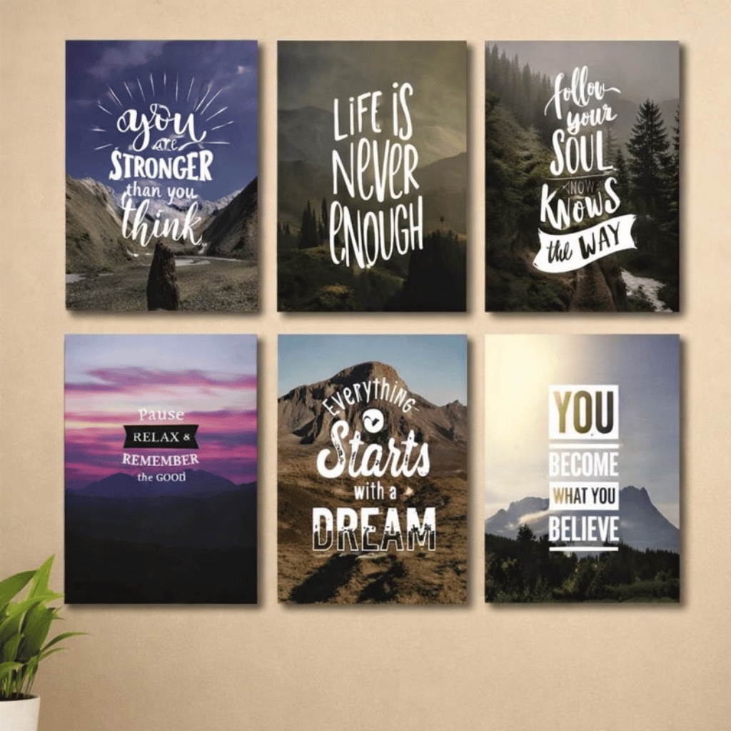 Set of 6 Wooden Wall Art Photo Tile Frames Spiritual Home Wall Decor (8×11 Inches)