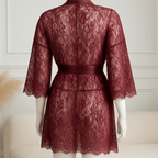 3 Piece Net Gown Set with Bra & Panty | Soft Lace Robe Lingerie | Free Size