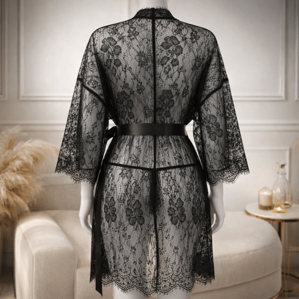 3 Piece Net Gown Set with Bra & Panty | Soft Lace Robe Lingerie | Free Size