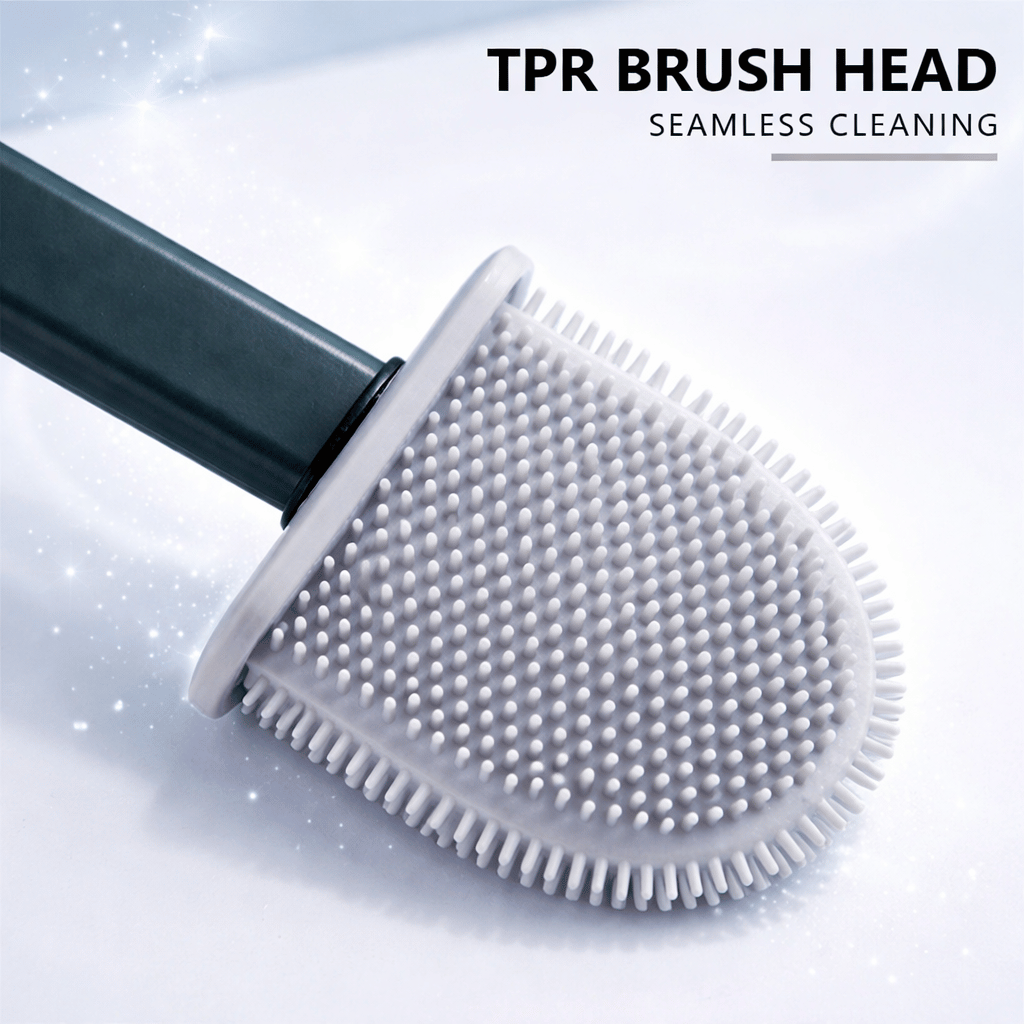 Silicone Toilet Brush with Quick Drying Holder (Random Color)