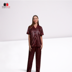 Silk Sleepwear Trouser Shirt Polka Piece