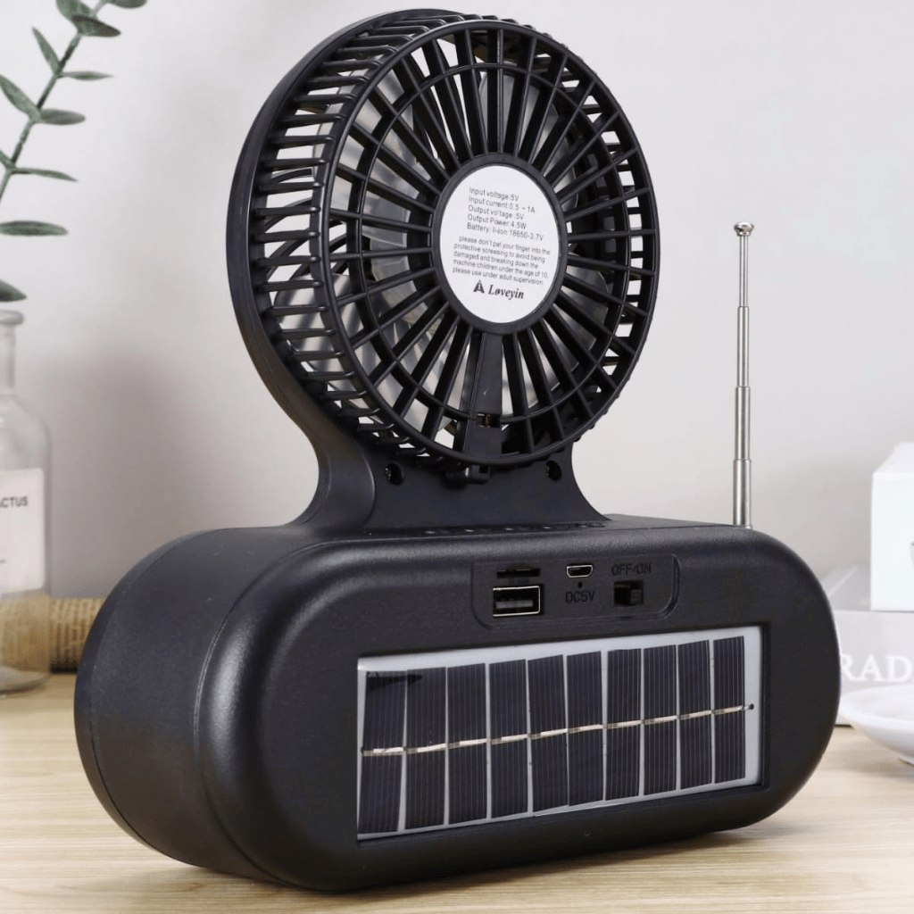 Solar Fan Bluetooth Speaker Wireless Outdoor Portable With Blowing Flashlight