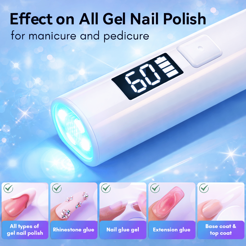 UV Light for Gel Nails – Handheld Mini Flash Cure Lamp | Portable Lumière Nail Dryer | Rechargeable USB LED/UV Nail Light with LCD Display