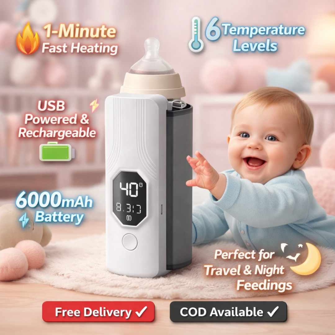 Portable Rechargeable Baby Feeder Warmer | Bottle Warmer – Mini & Travel-Friendly Milk Heater for Babies