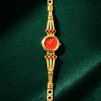 Vintage Gold-Tone Bracelet Watch with Ruby-Red Accents - Random Design