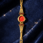 Vintage Gold-Tone Bracelet Watch with Ruby-Red Accents - Random Design