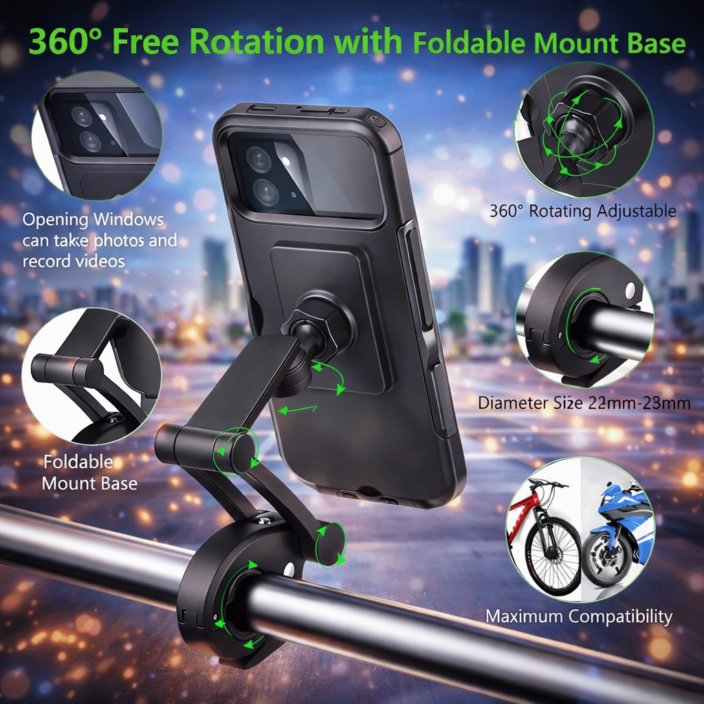 Waterproof Magnetic Bicycle Mobile Holder 360 Degree Rotation