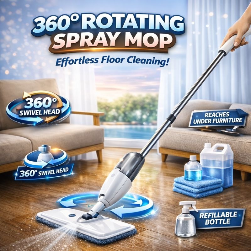 360 Rotating Spray Mop for Floor With Refillable Bottle