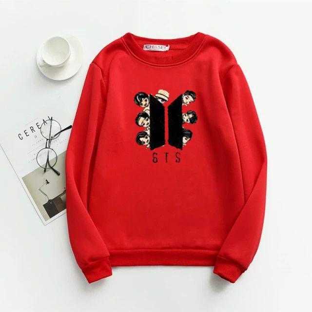 BTS Print Sweatshirt Winter Fleece for Men and Women