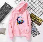 Headphone Print Cotton Hoodie for Men and Women Winter Wear