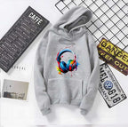 Headphone Print Cotton Hoodie for Men and Women Winter Wear