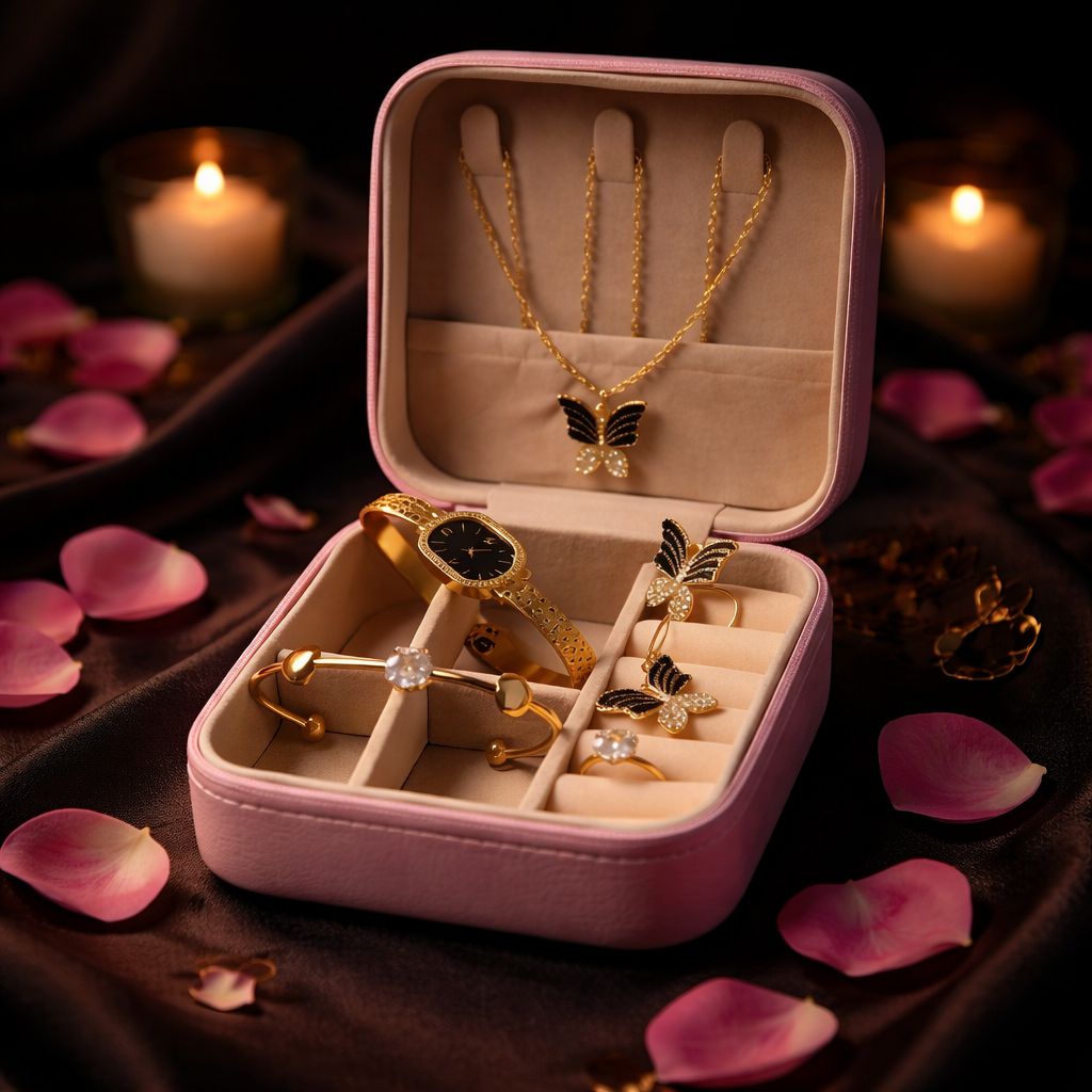 Elegant Butterfly Jewelry Gift Set – 6-Piece Gold-Tone Collection