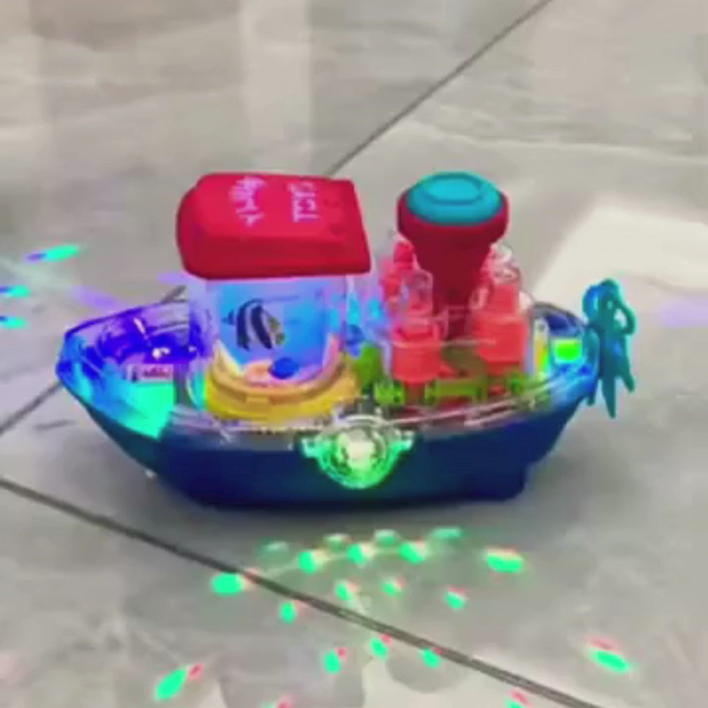 Gear Ship Bump and Go Toy for Kids with 3D Lights, Music & Automatic Action Play