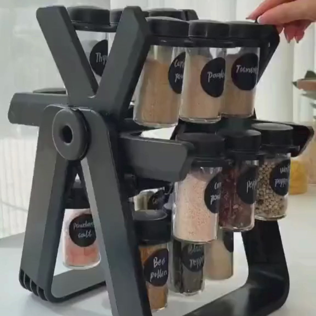 18 Empty Jar Spice Rack – Revolving Kitchen Organizer