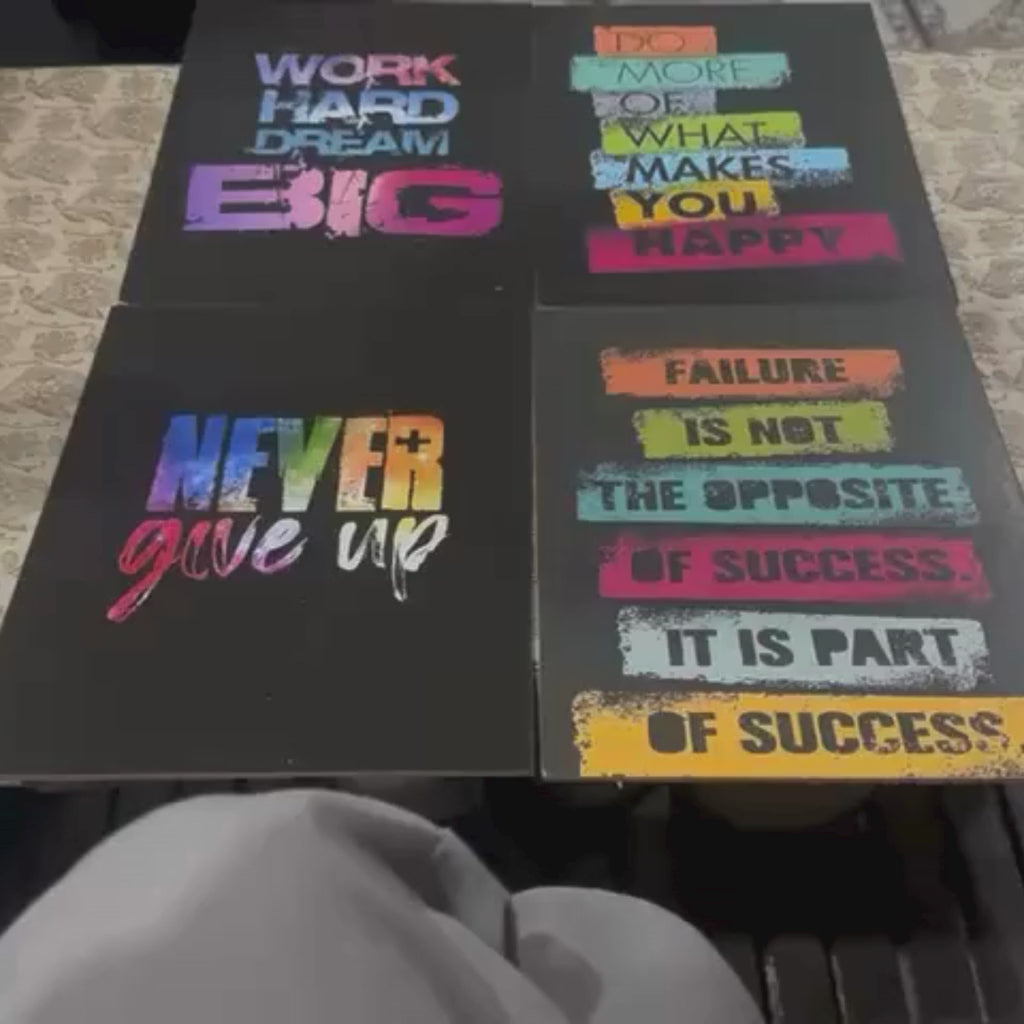 Set of 4 Motivational Wall Art Wooden Phototile Frames for Wall Decor