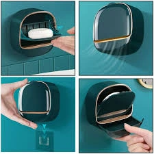 1Pc Wall Mounted Soap Holder With Drain Tray (Random Color)