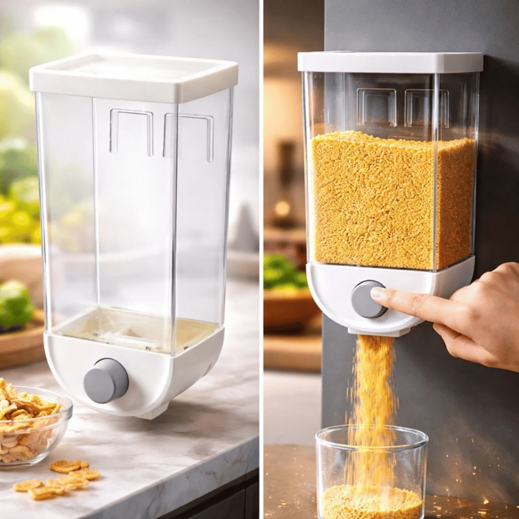 1PC Wall Mounted Whole Grain Rice Storage Tank Dry Fruit Dispenser (1500Ml)