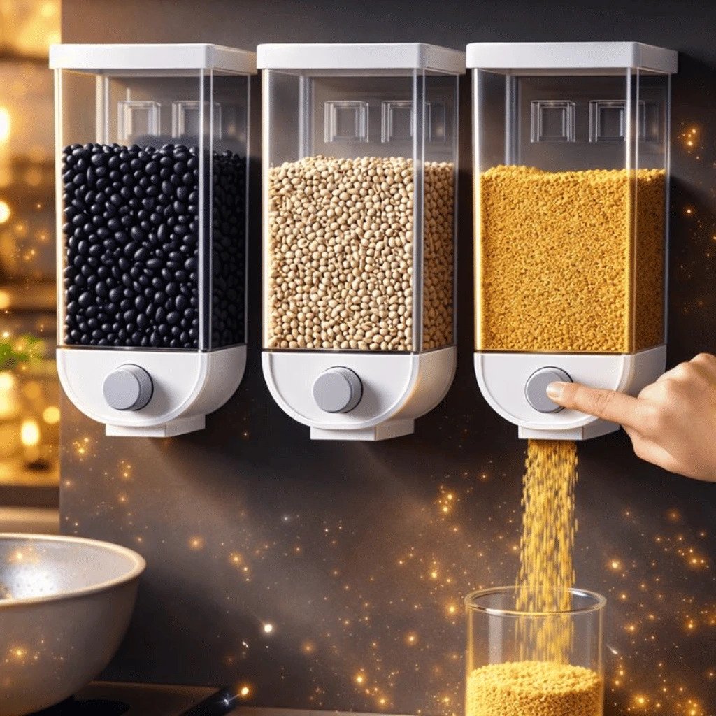 1PC Wall Mounted Whole Grain Rice Storage Tank Dry Fruit Dispenser (1500Ml)