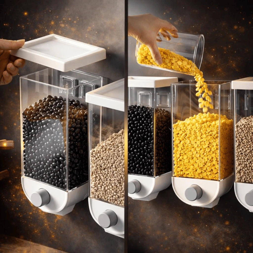 1PC Wall Mounted Whole Grain Rice Storage Tank Dry Fruit Dispenser (1500Ml)