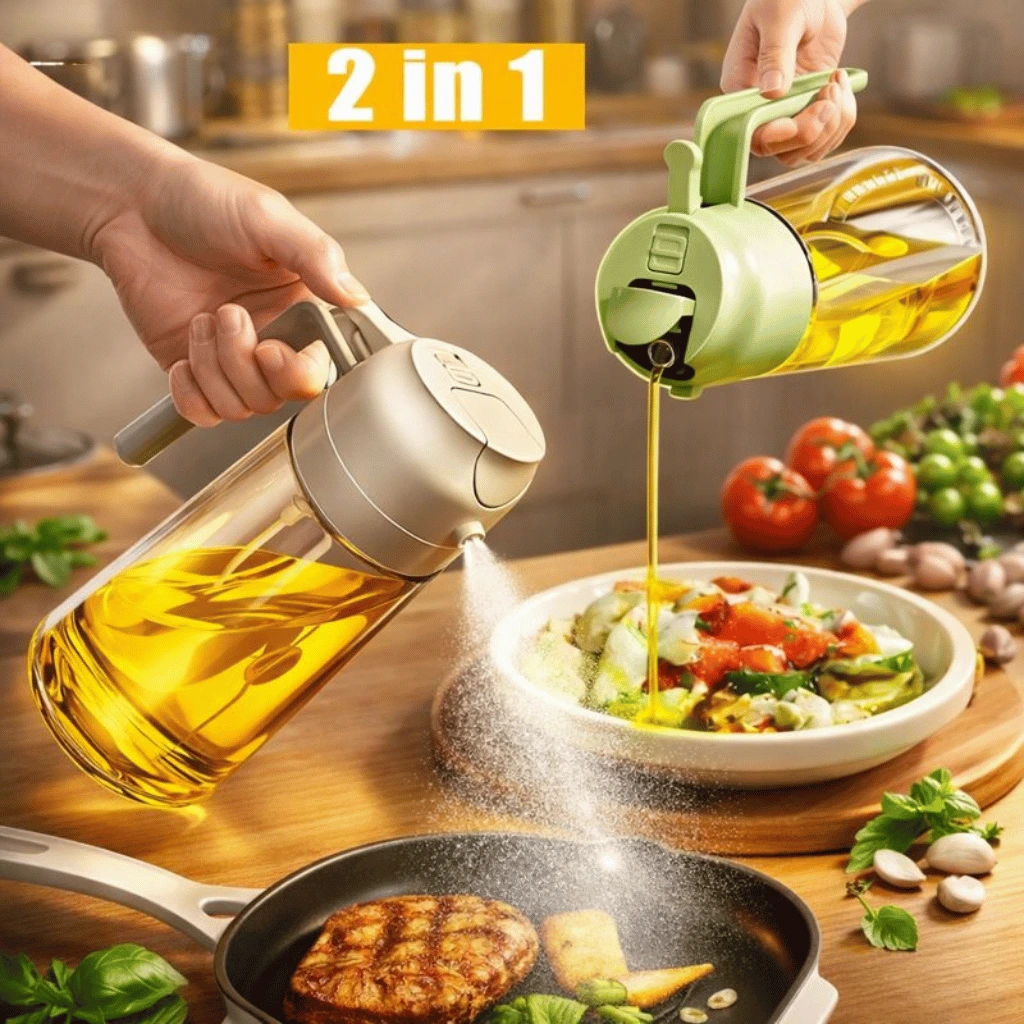 2 In 1 Oil Sprayer Bottle Kitchen Tool For Cooking Baking