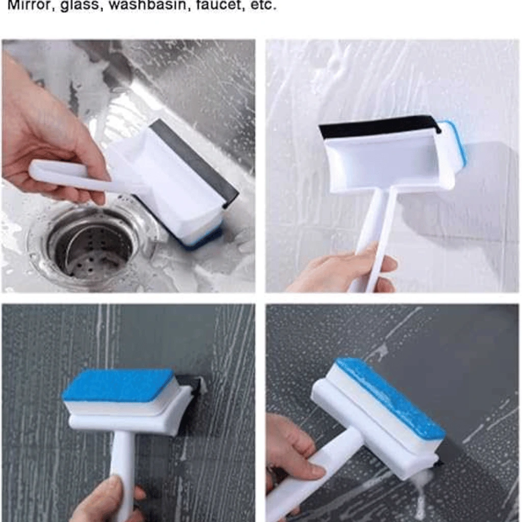 2-In-1 Glass Cleaning Brush & Wiper Multipurpose Scrubber For Windows & Mirrors