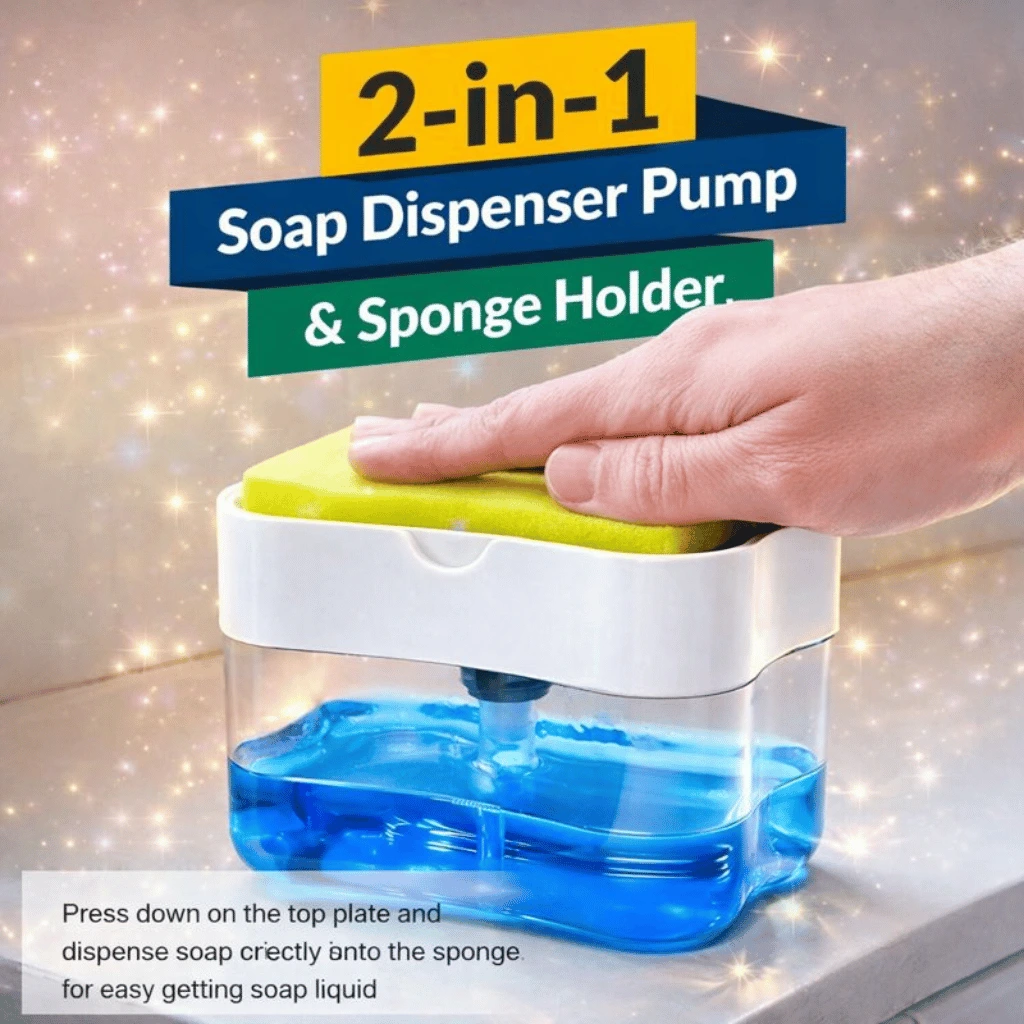 2-In-1 Kitchen Soap Pump Holder Sponge Dispenser
