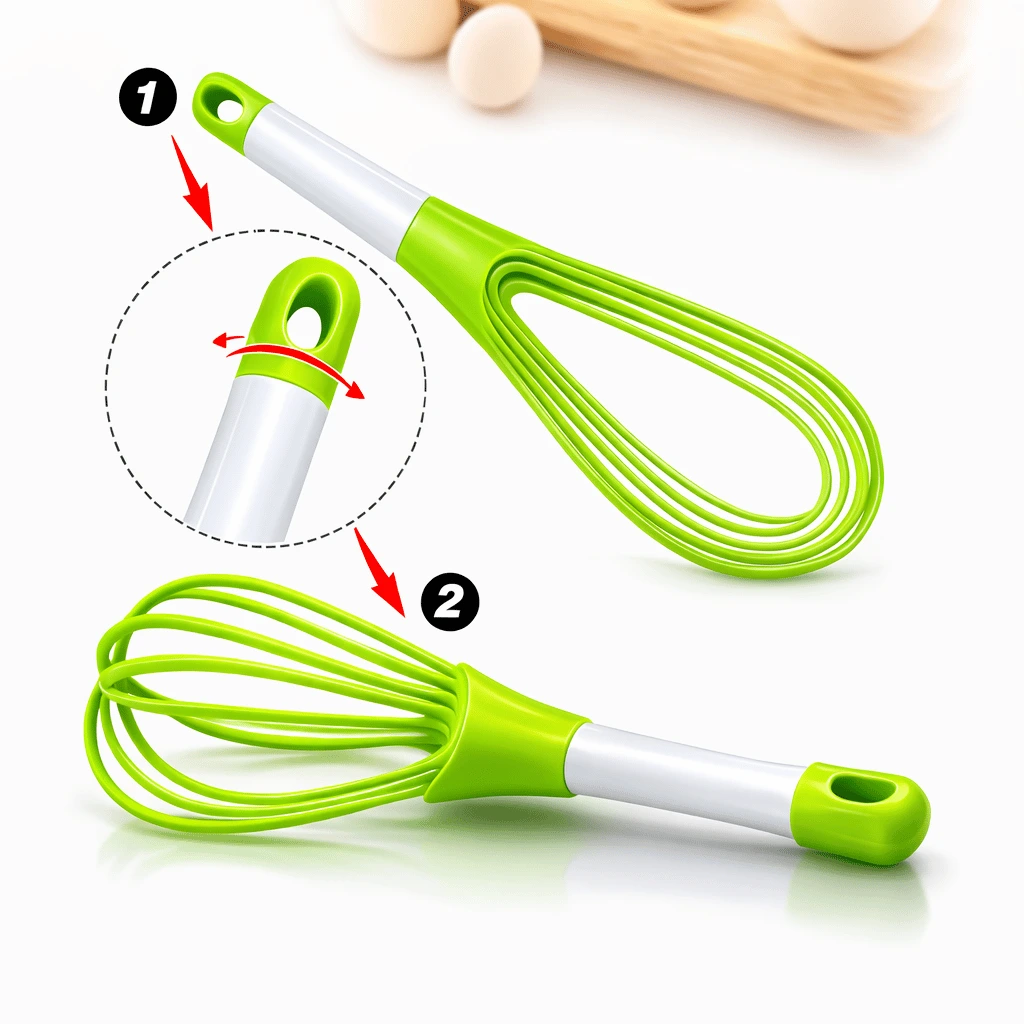 2-In-1 Twist Silicone Whisk Multifunction Egg Beater Foldable Milk