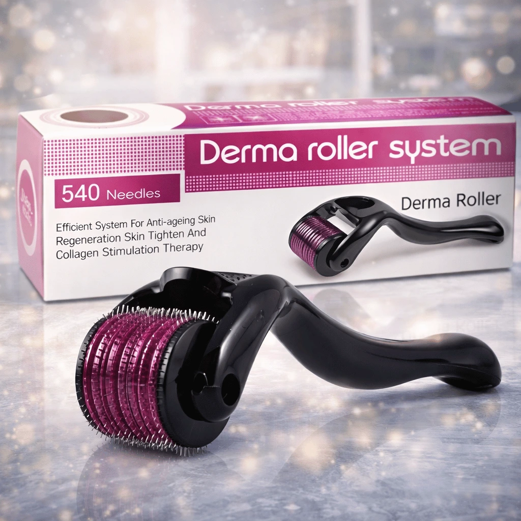 3 In 1 Combo Deal 1 Derma Roller (0.5Mm) , Silicone Scalp Massage Brush , Oil Bottle
