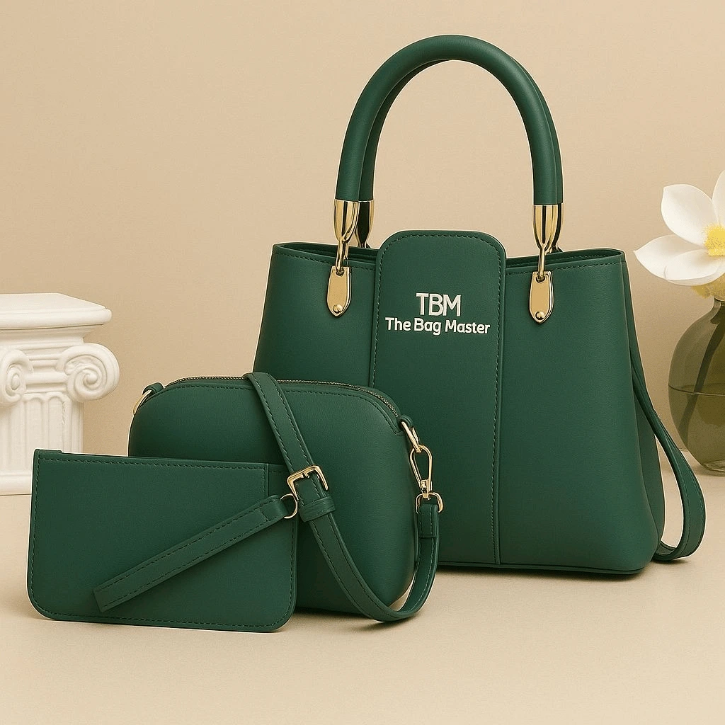 3 Pieces Ladies Handbag Elegant Design Premium Quality Smooth