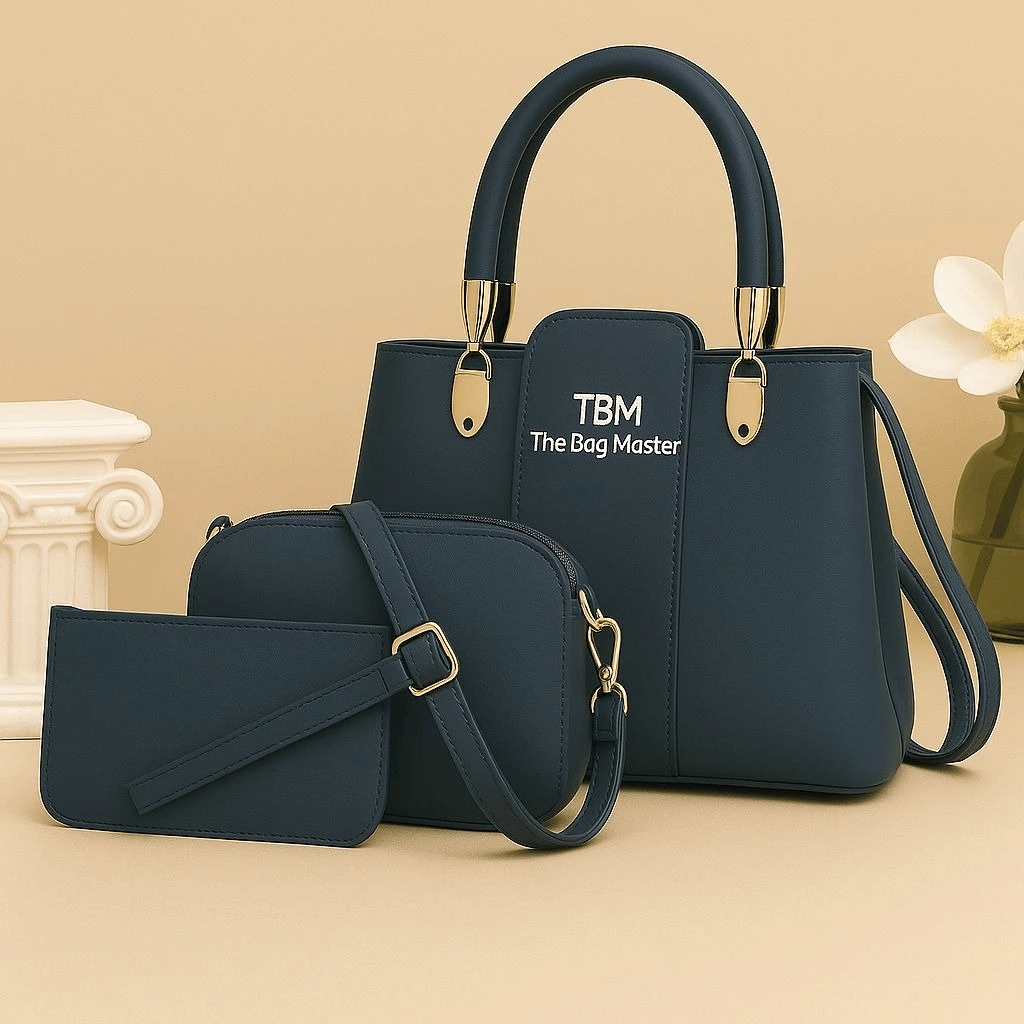 3 Pieces Ladies Handbag Elegant Design Premium Quality Smooth
