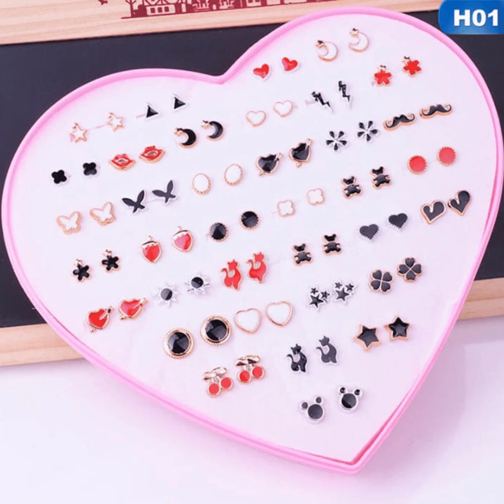 36 Pairs Of Random Beautiful Ear studs Silicon With Back Stopper