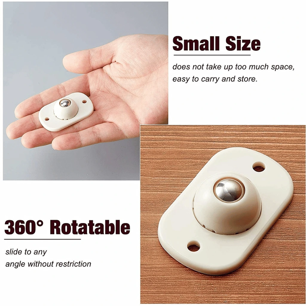 360° Rotation Stainless Steel Mini Furniture Mover Wheels Set Of 4