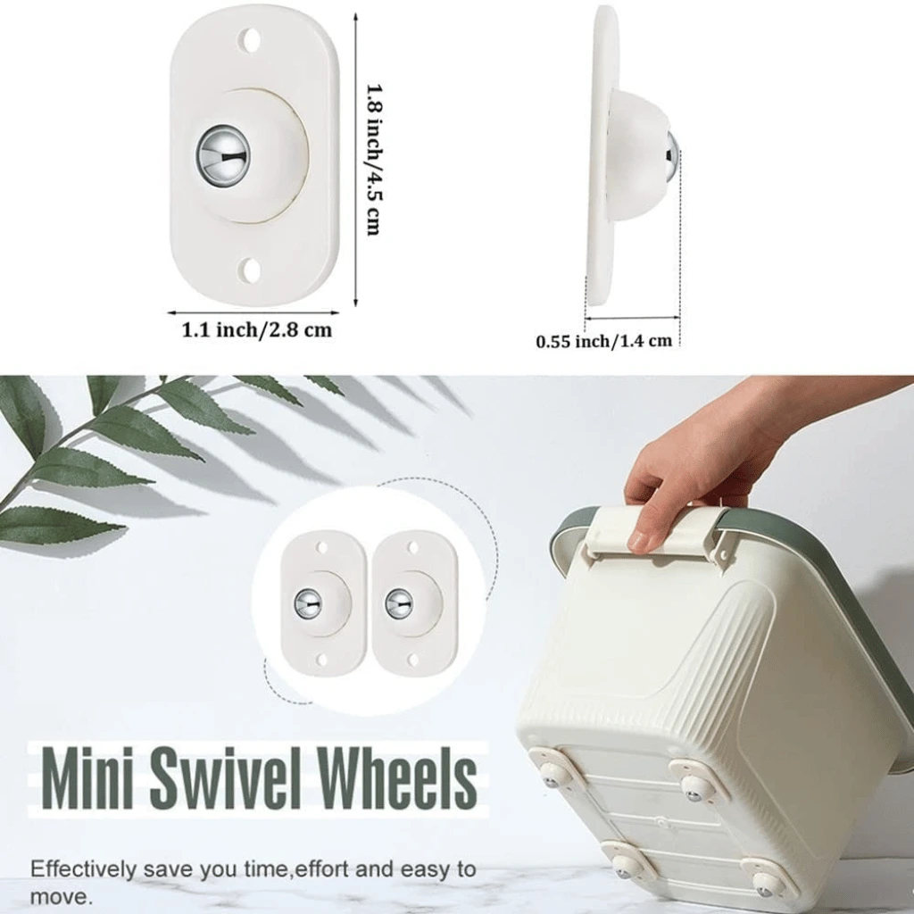 360° Rotation Stainless Steel Mini Furniture Mover Wheels Set Of 4