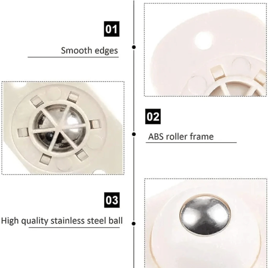 360° Rotation Stainless Steel Mini Furniture Mover Wheels Set Of 4