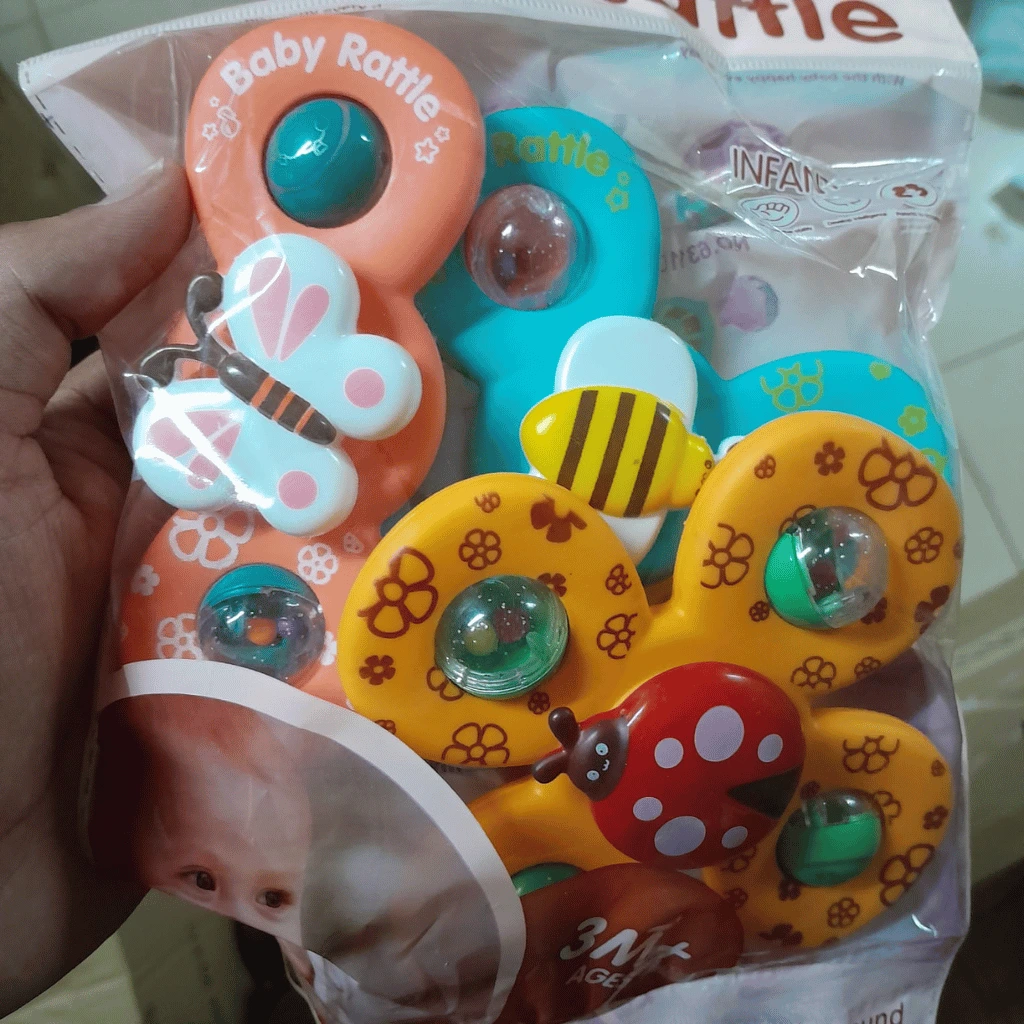 3PCS Rattle Suction Baby Toys Set Fun Sensory Teether Toys