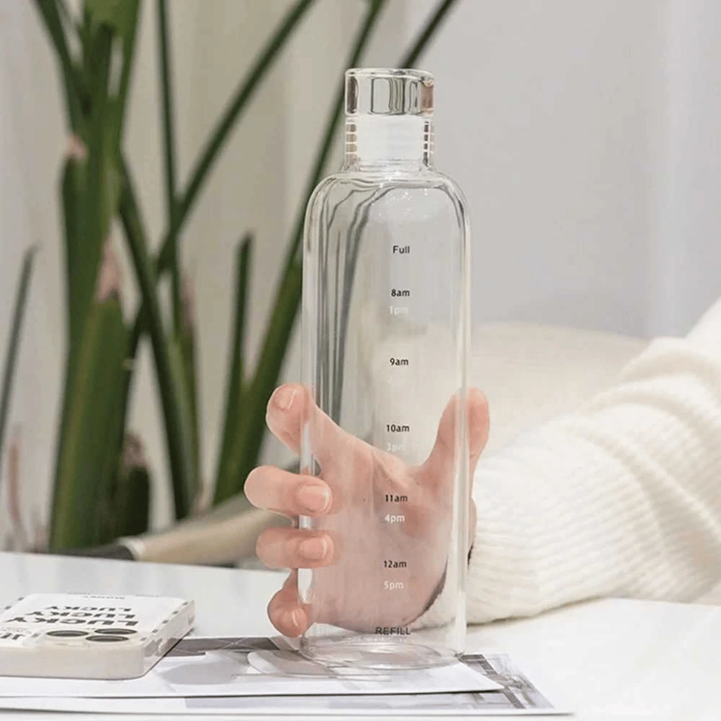 500Ml Transparent Timeline Bottle – Motivational Water Bottle With Time Markers
